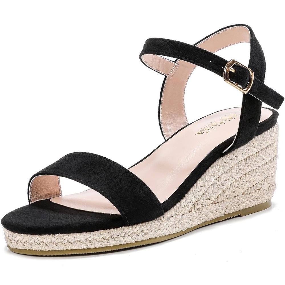 Motasha Girls Black Wedge Sandals